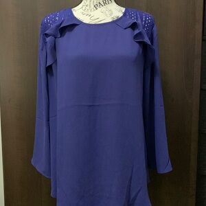 Van Heusen Women’s Blouse with Lace Detail Round Neck, Size: Large